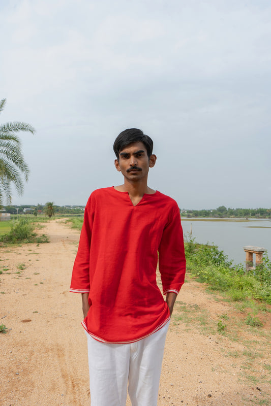 Roja Red Short Kurta