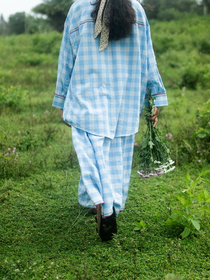 Light blue checks skirt