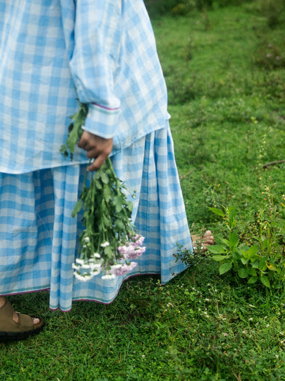 Light blue checks skirt